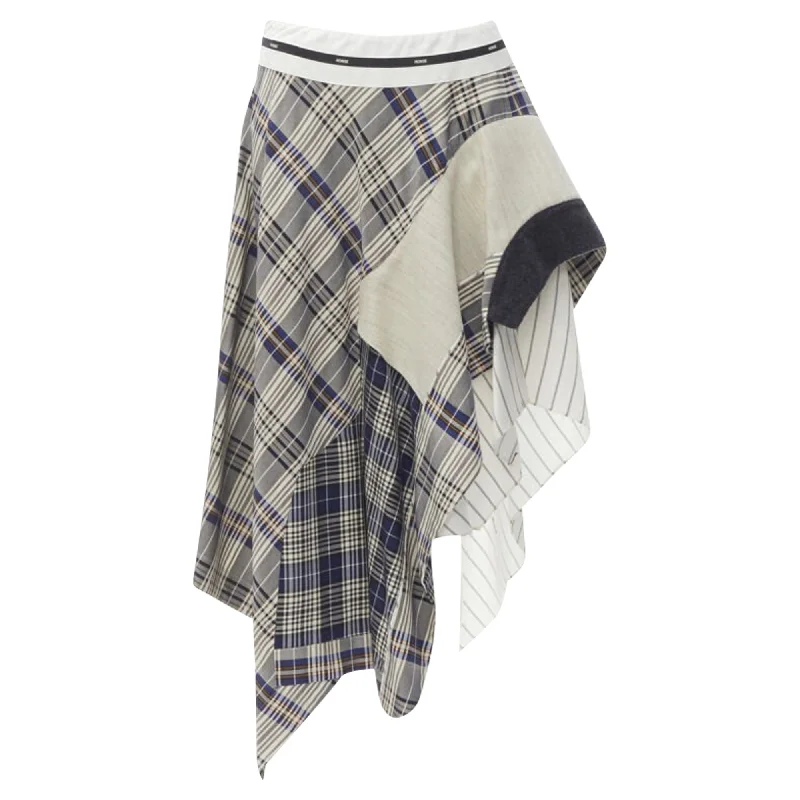 women's high-performance dressy skirtsMonse mixed plaid patchwork asymmetric skirt