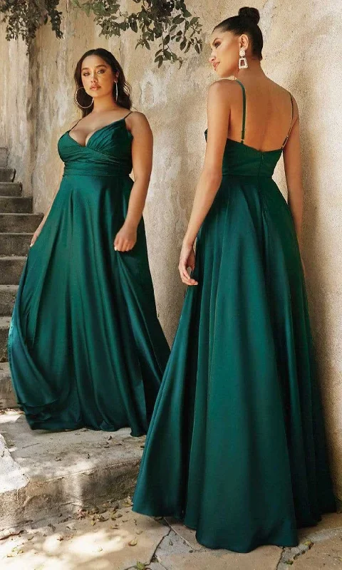 women's glam dressesLadivine 7485 - V-Neck Wrap Bodice Evening Gown