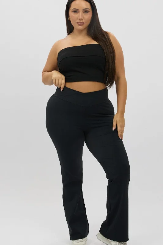 Black Flared Leggings High Rise