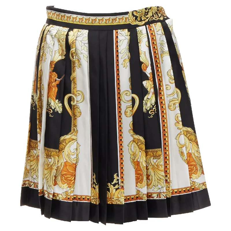 women's low-rise skirtsVersace Barocco silk pleated skirt