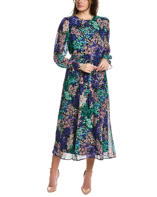 women's long-sleeved dressesAnne Klein Printed Midi Dress