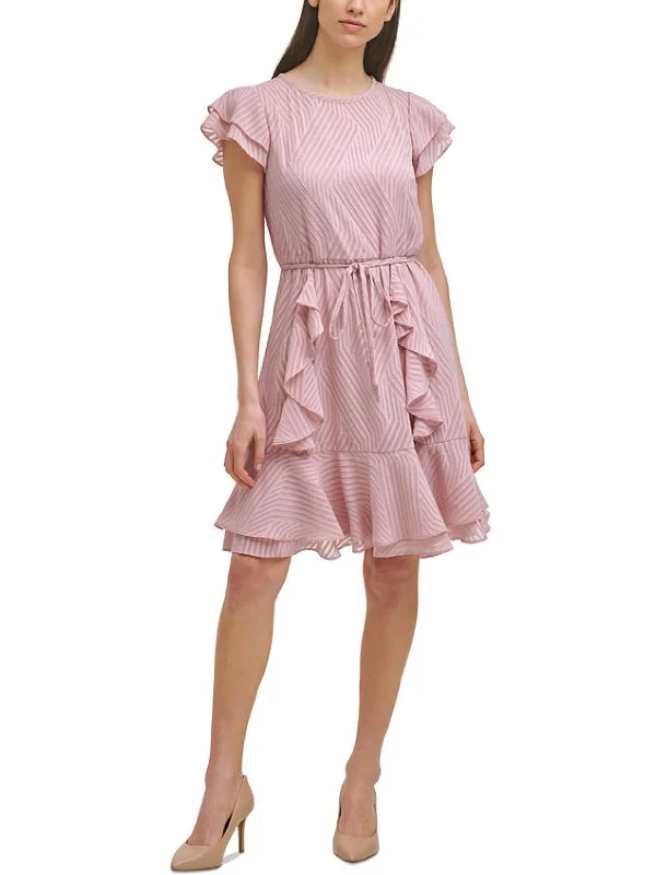 women's stylish dressesWomens Ruffled Textured Midi Dress