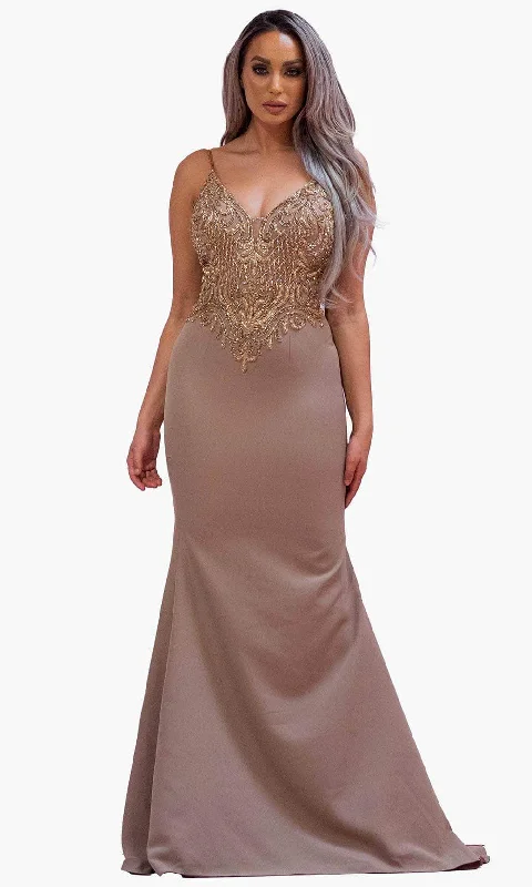 women's wedding guest dressesChic and Holland BM1854 - Beaded Sleeveless Evening Dress