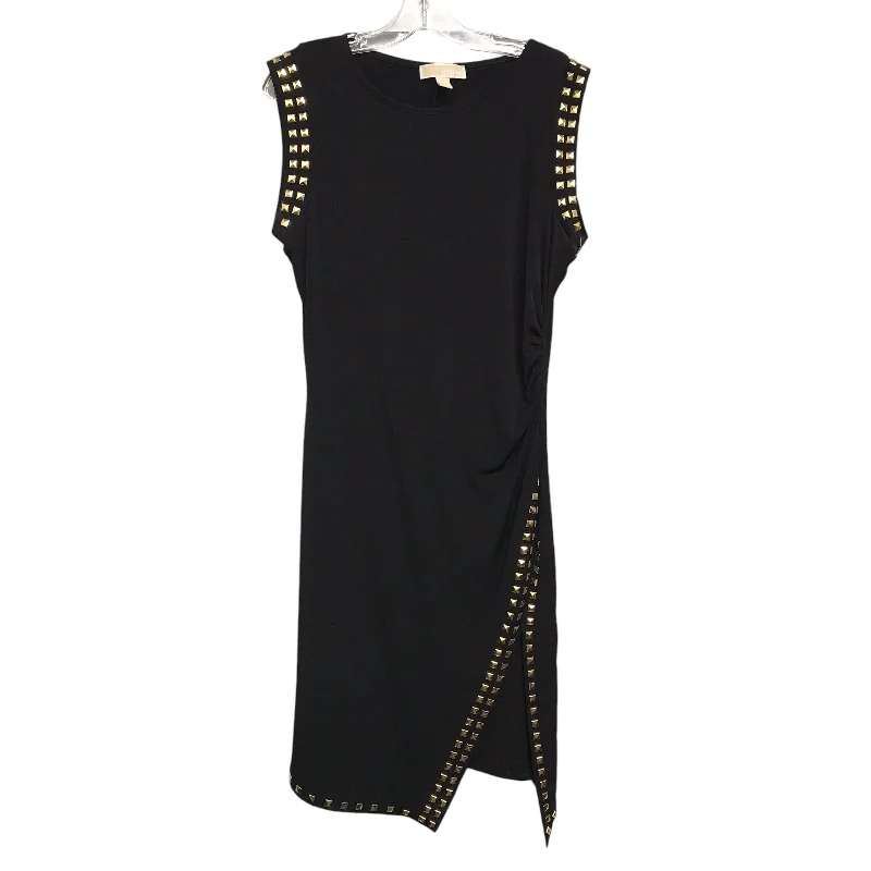 women's custom dressesDress Casual Midi By Michael By Michael Kors In Black & Gold, Size:L