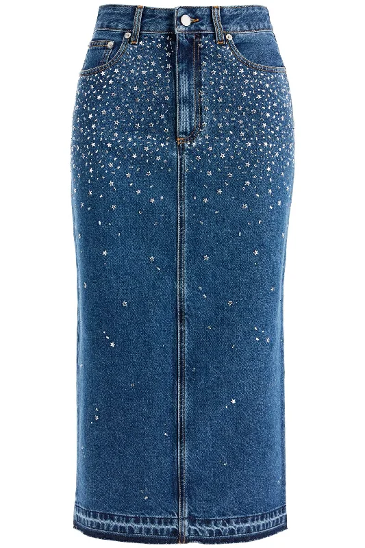 women's tulip skirtsAlessandra Rich Women's 'blue Midi Skirt With Rhin