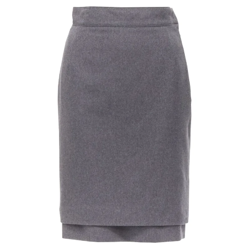 women's chiffon maxi skirtsOscar De La Renta wool double layered hem pencil skirt