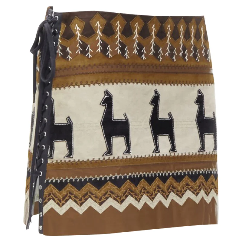 women's stretch skirtsDolce & Gabbana Native American aztec suede mini skirt