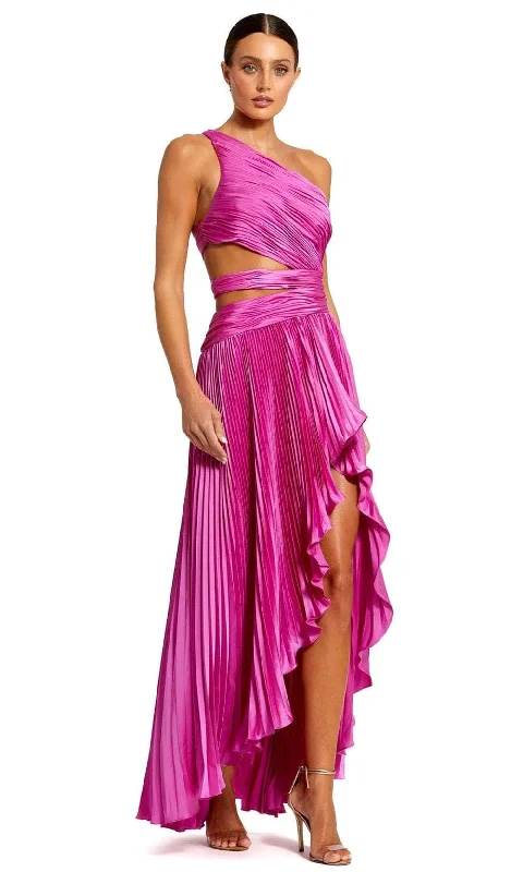 women's hourglass figure dressesMac Duggal 49837 - Pleated Satin Evening Dress