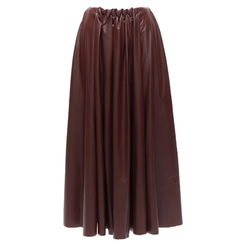 women's versatile work skirtsRoksanda faux leather wool lined ruched waist A-line midi skirt