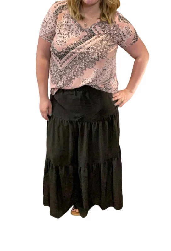 women's cool work skirtsTiered Maxi Skirt In Black