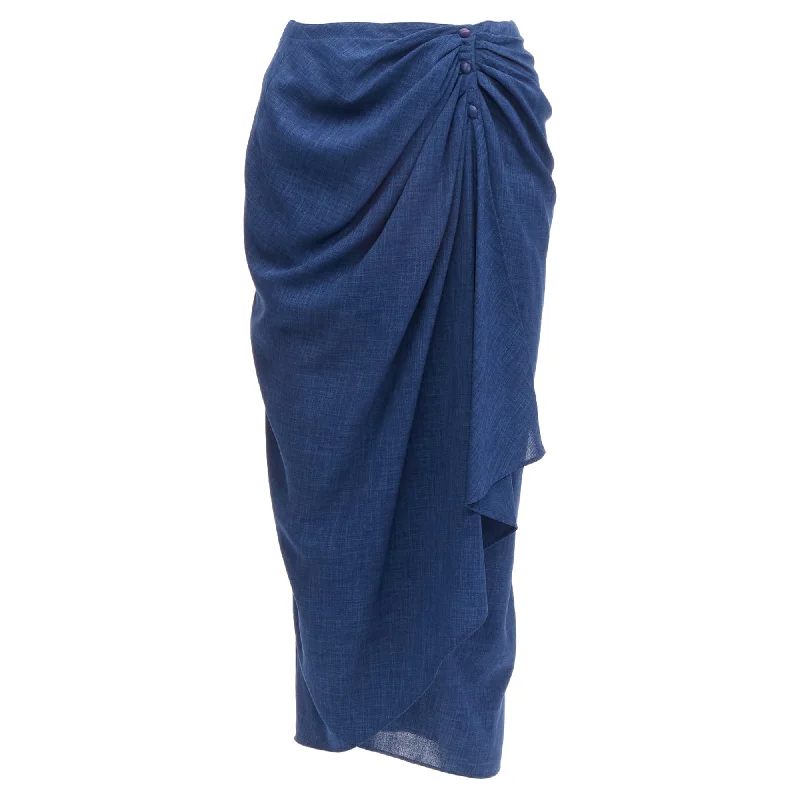 women's pencil pleat skirtsThierry Mugler drape wrap waist button skirt