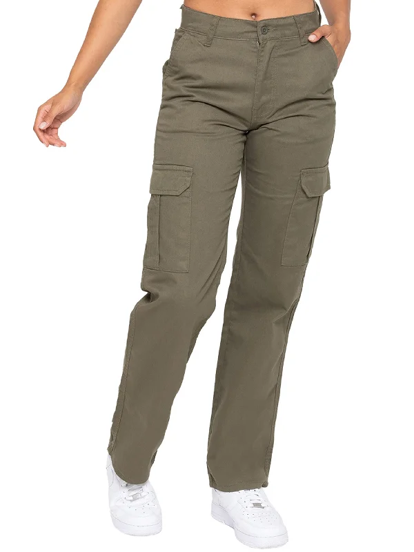 women's denim jeans with button-fly closureEnzo |  Womens Cargo Denim Jeans