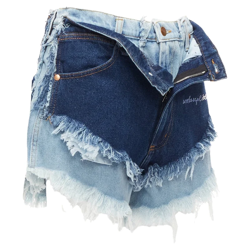 women's wrap skirtsNatasha Zinko deconstructed double denim shorts