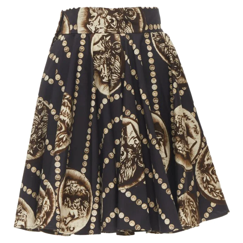 women's stretchy maxi skirts for dancingDolce & Gabbana Antique Roman Medallion coin cotton skirt