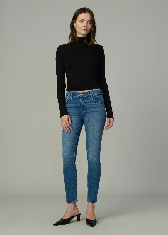 women's denim jeans with raw hemsMID RISE SKINNY ANKLE