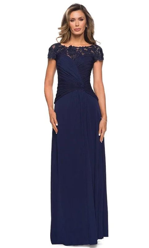 women's limited-edition dressesLa Femme - Knot-Ornate Ruched Evening Dress 28029SC