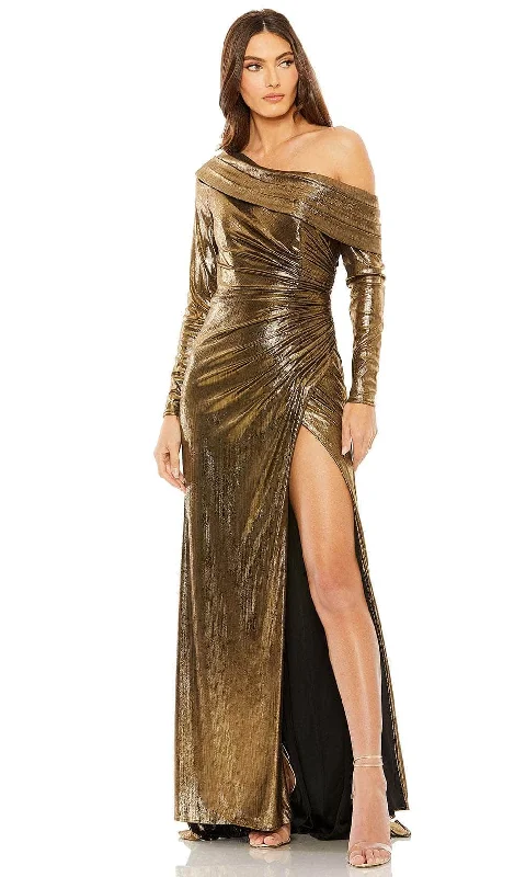 women's breathable dressesIeena Duggal 27175 - Metallic Long Sleeve Evening Gown