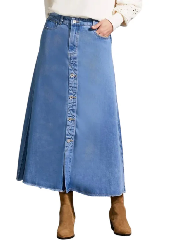 women's silk skirtsFlowy Midi Skirt In Soft Blue