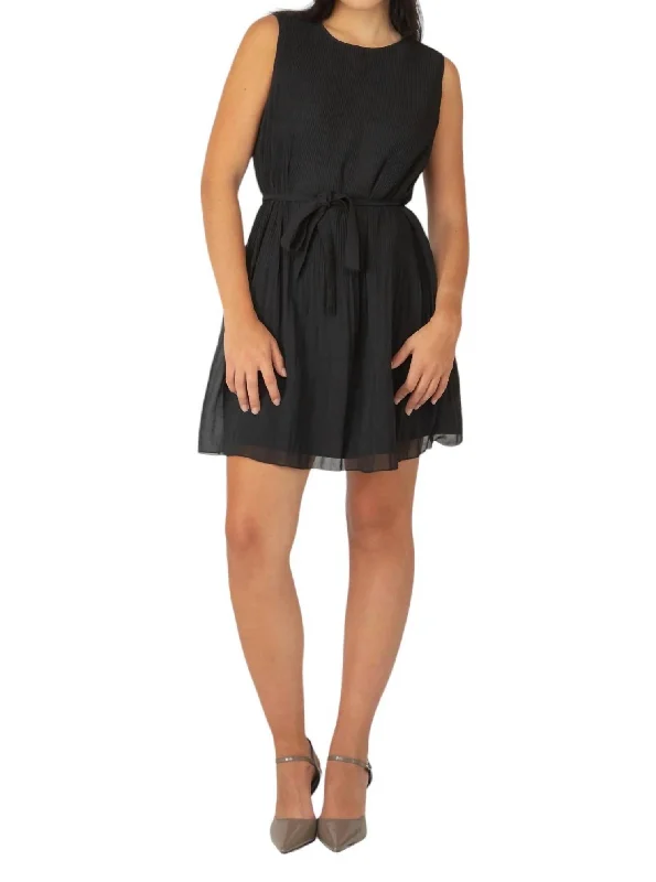 women's easy-to-wear dressesPleated Mini Dress In Black