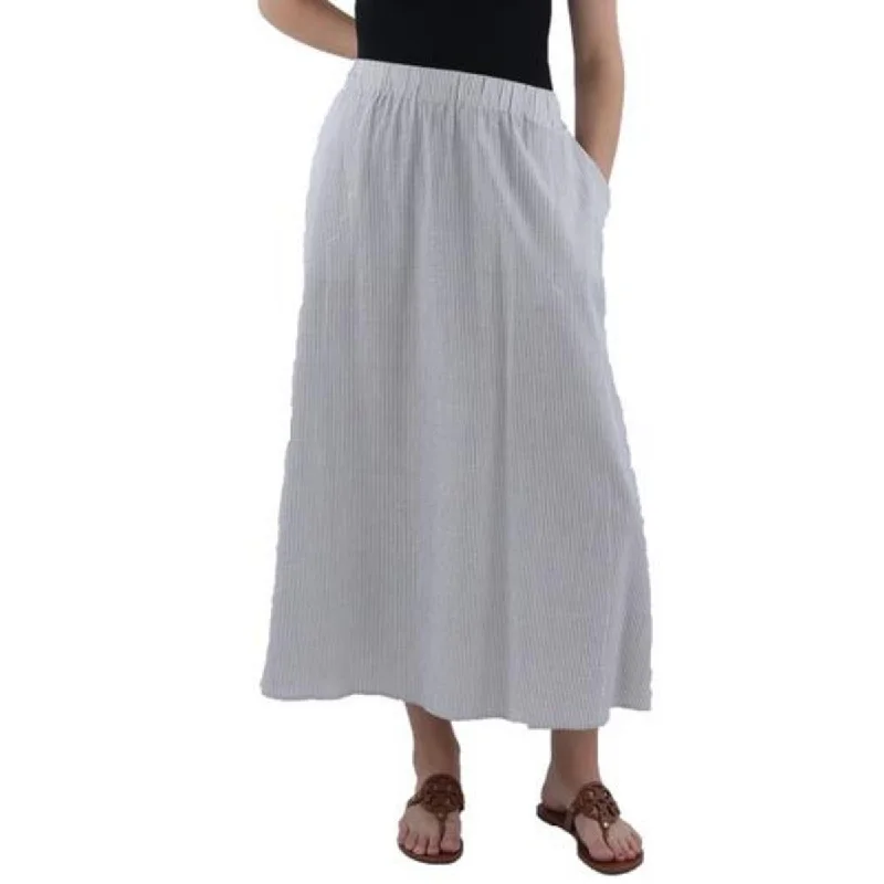 women's classic chiffon skirtsPlus Womens Organic Linen Striped Maxi Skirt