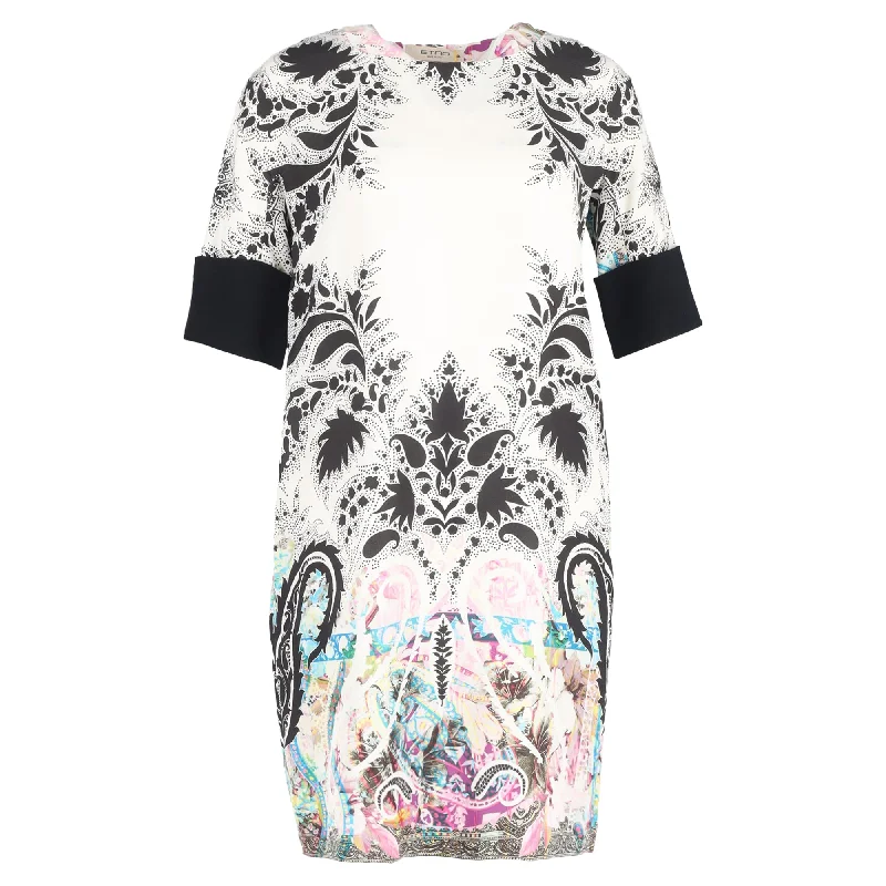 women's high-end dressesEtro Paisley Printed Mini Shift Dress in Multicolor Silk