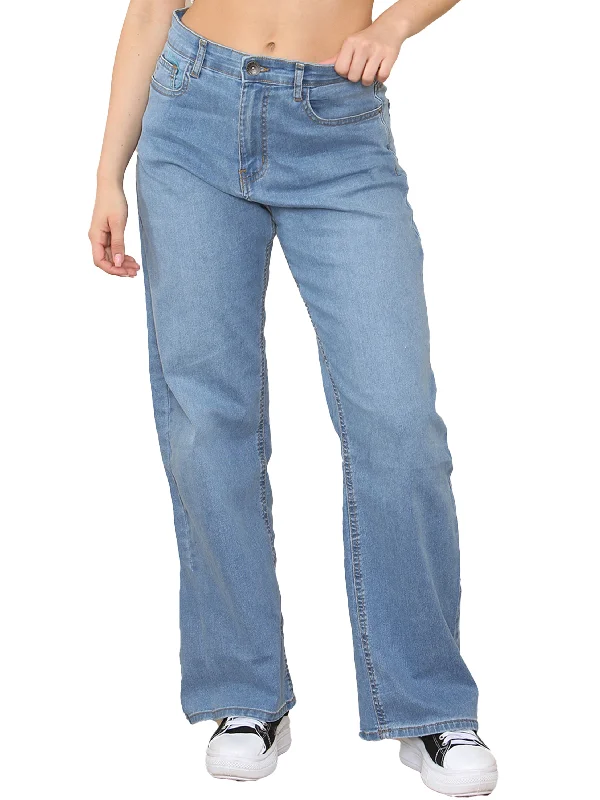 women's high-waisted denim jeansEnzo | Womens Wide Leg Jeans