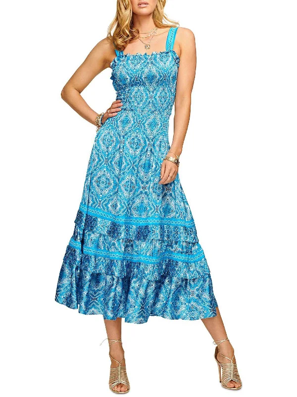 women's travel dressesWomens Printed Calf Midi Dress