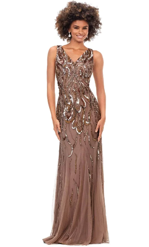 women's casual Friday dressesAshley Lauren 11204 - Sequin Embellished V-Neck Evening Gown