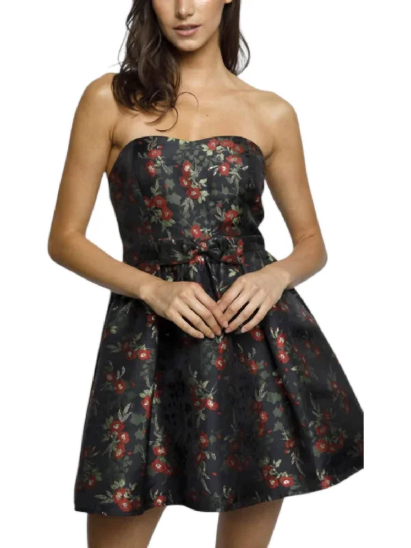 women's fair-trade dressesWorth Waiting For Mini Dress In Black/red Floral