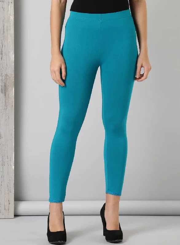 Farah Turquoise Viscose Lycra Leggings for Women