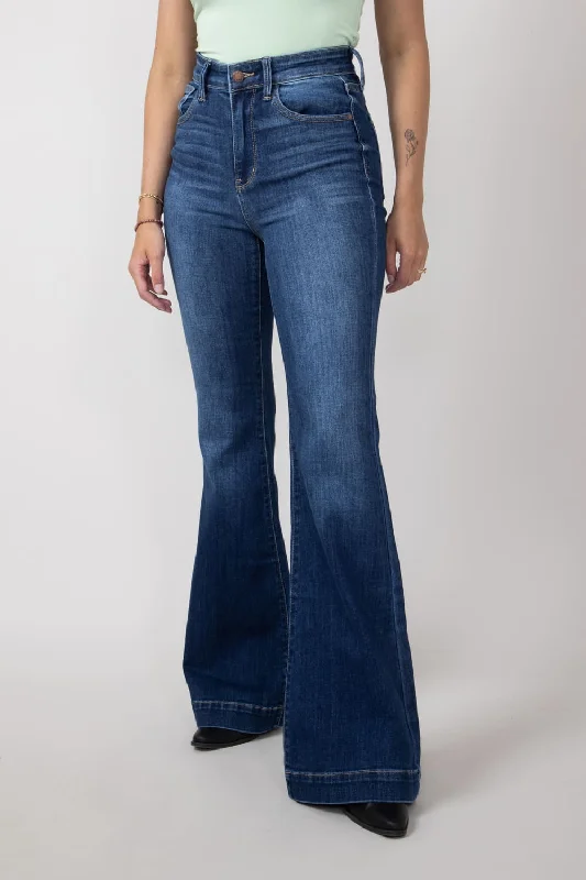 women's faded denim jeansJudy Blue High Rise Wide Hem Flare Jeans for Women | 82443REG