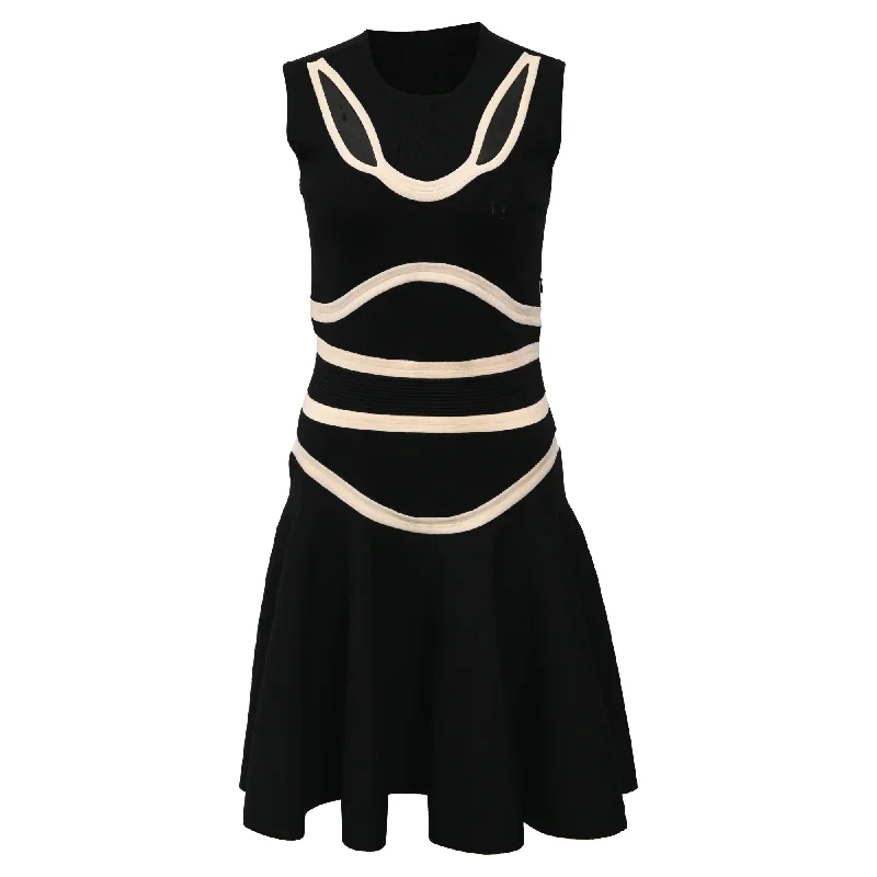 women's ethical fashion dressesAlexander Mcqueen Knitted Mini Cutout Sleeveless Dress in Black Wool