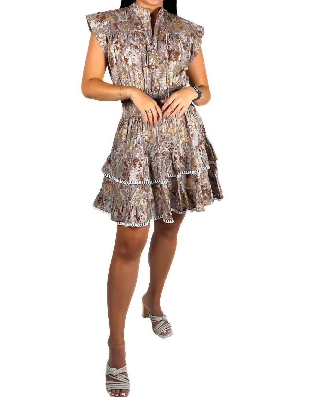 women's mother of the bride dressesPoppy Metallic Mini Dress In Taupe