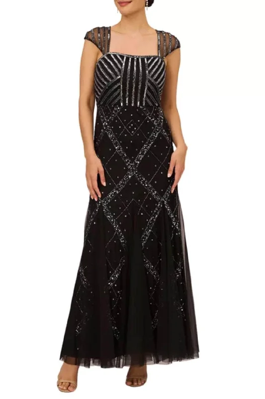 women's retro dressesAdrianna Papell AD5E210703 - Cap Sleeve Bead Embellished Evening Dress