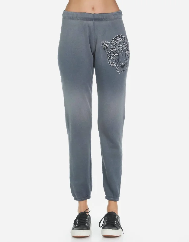 women's elegant pantsBrynn Heart Leopard Sweatpants In Grey