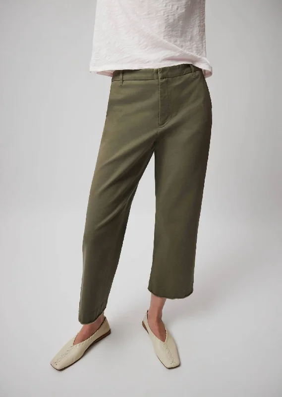 women's polyester pantsCotton Twill Boyfriend Pant In Army