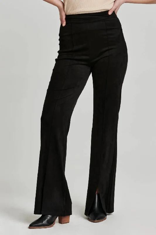 women's warm pantsFallon Flare Leg Suede Pant In Black