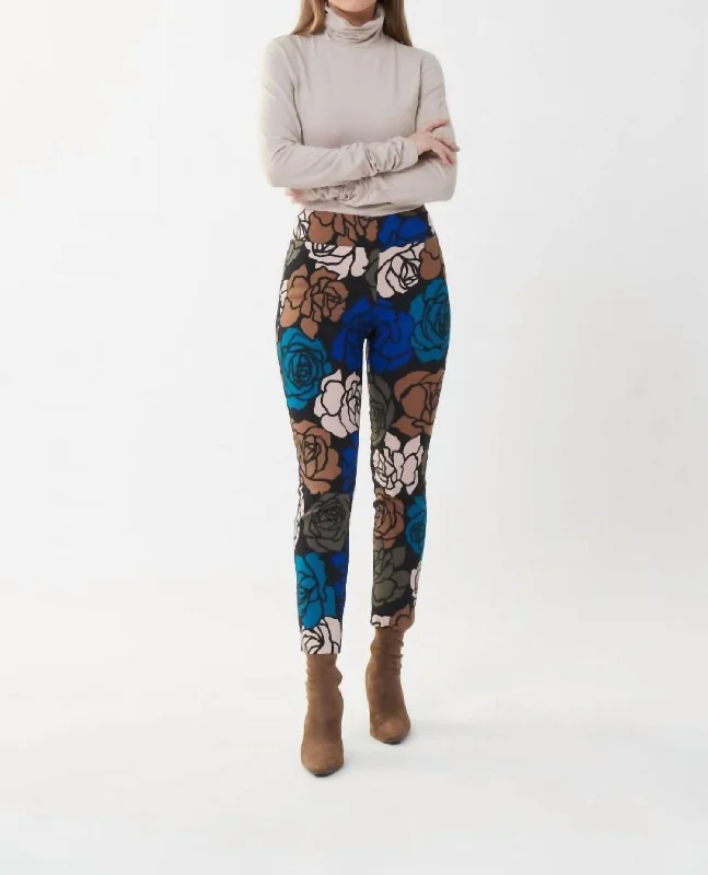 women's insulated pantsFloral Slim Leg Pants In Black/multi