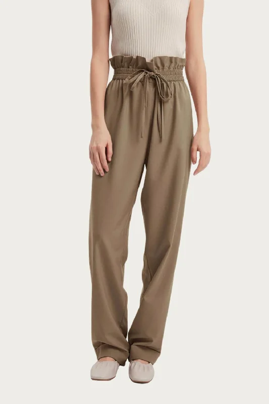 women's sophisticated pantsHigh-Rise Straight Wool-Blend Pants In Khaki