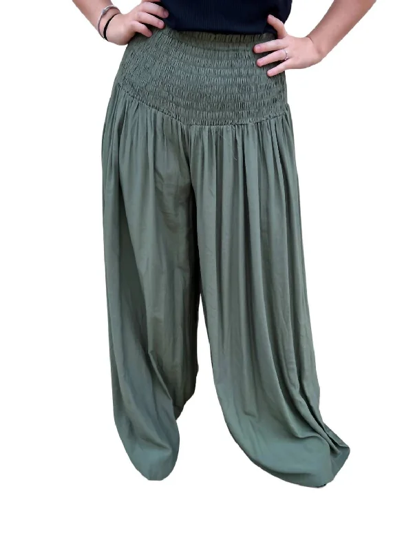 women's warm pantsHonora Smocked Waist Palazzo Pants In Sage