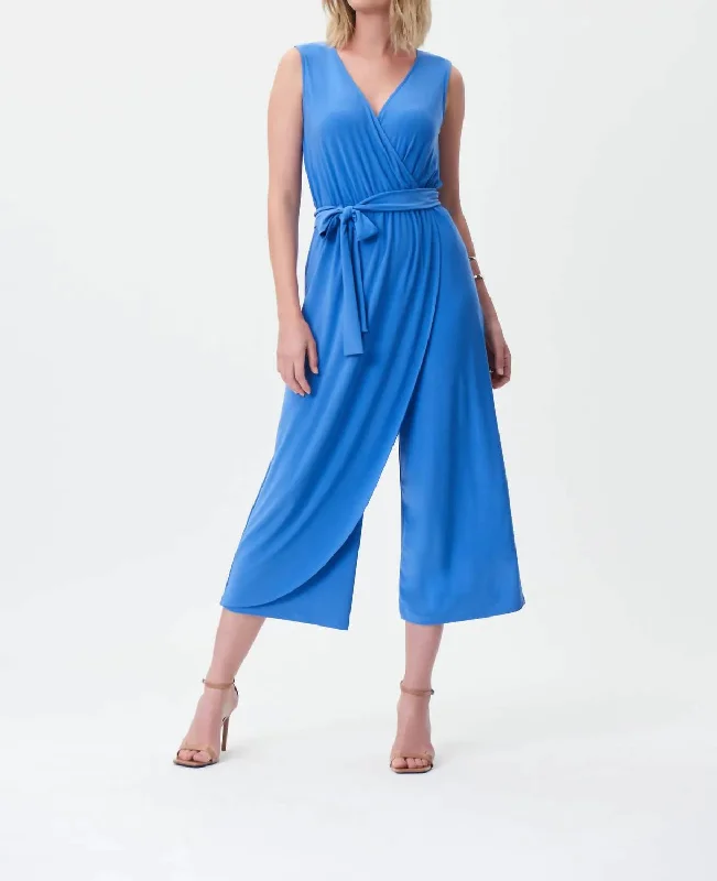 women's plus-size pantsIris Belted Jumpsuit In Blue