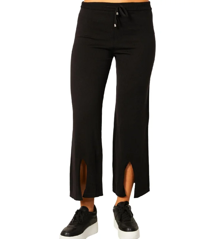 women's thermal pantsKnit Pant W/ Middle Silt In Black