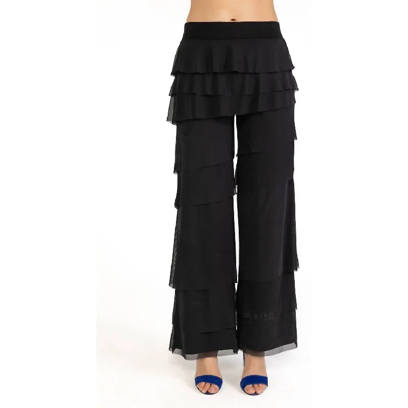 women's lace-up pantsLayered Pants In Black