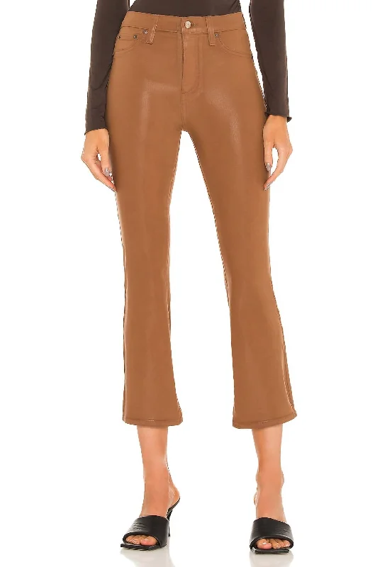 women's retro pantsLennon High Rise Crop Boot Pants In Coated Cognac