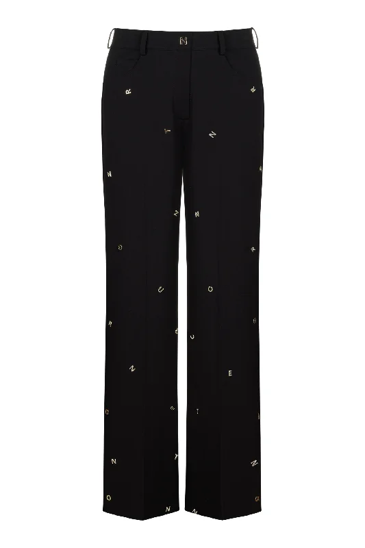 women's retro pantsMetallic Letter Detailed Pants