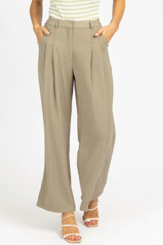 women's drawstring pantsPintuck Pleated Trouser In Olive