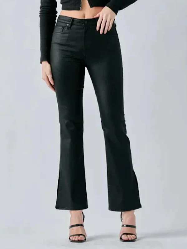 women's clubbing pantsRyan High Rise Bootcut Slit Jeans In Black