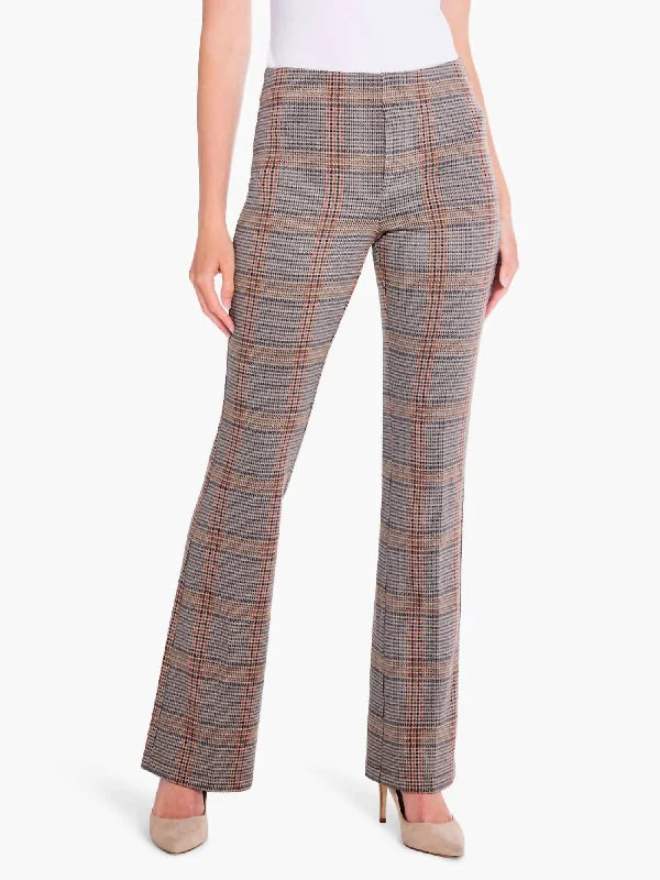 women's leather pantsSketched Plaid Bootcut Pant In Neutral Multi