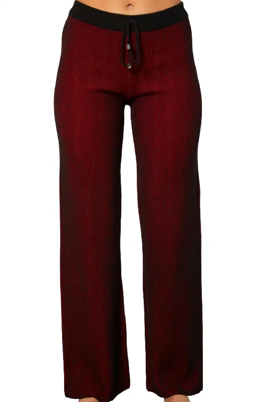 women's leather pantsTwo Toned Ribbed Pant In Rouge