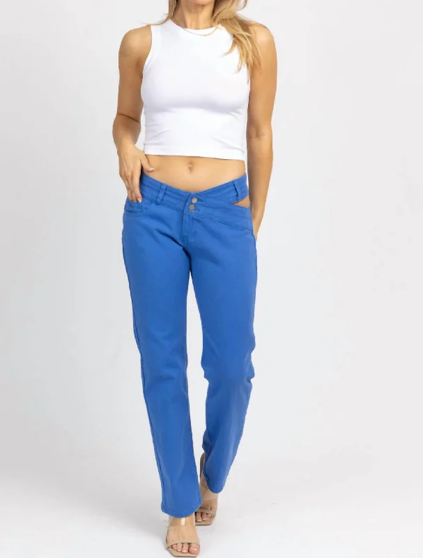 women's wide-leg pantsWaist Cutout Denim Pant In Blue